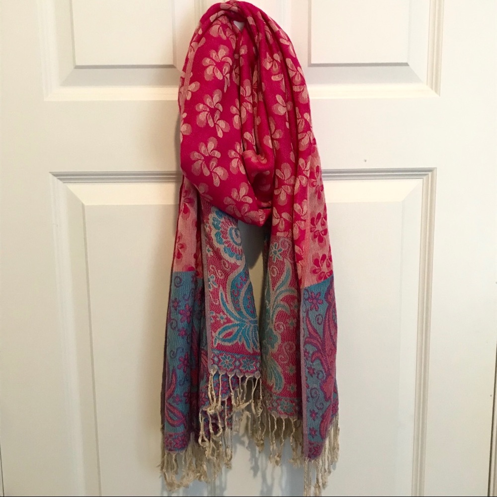Pink & Blue Pashmina